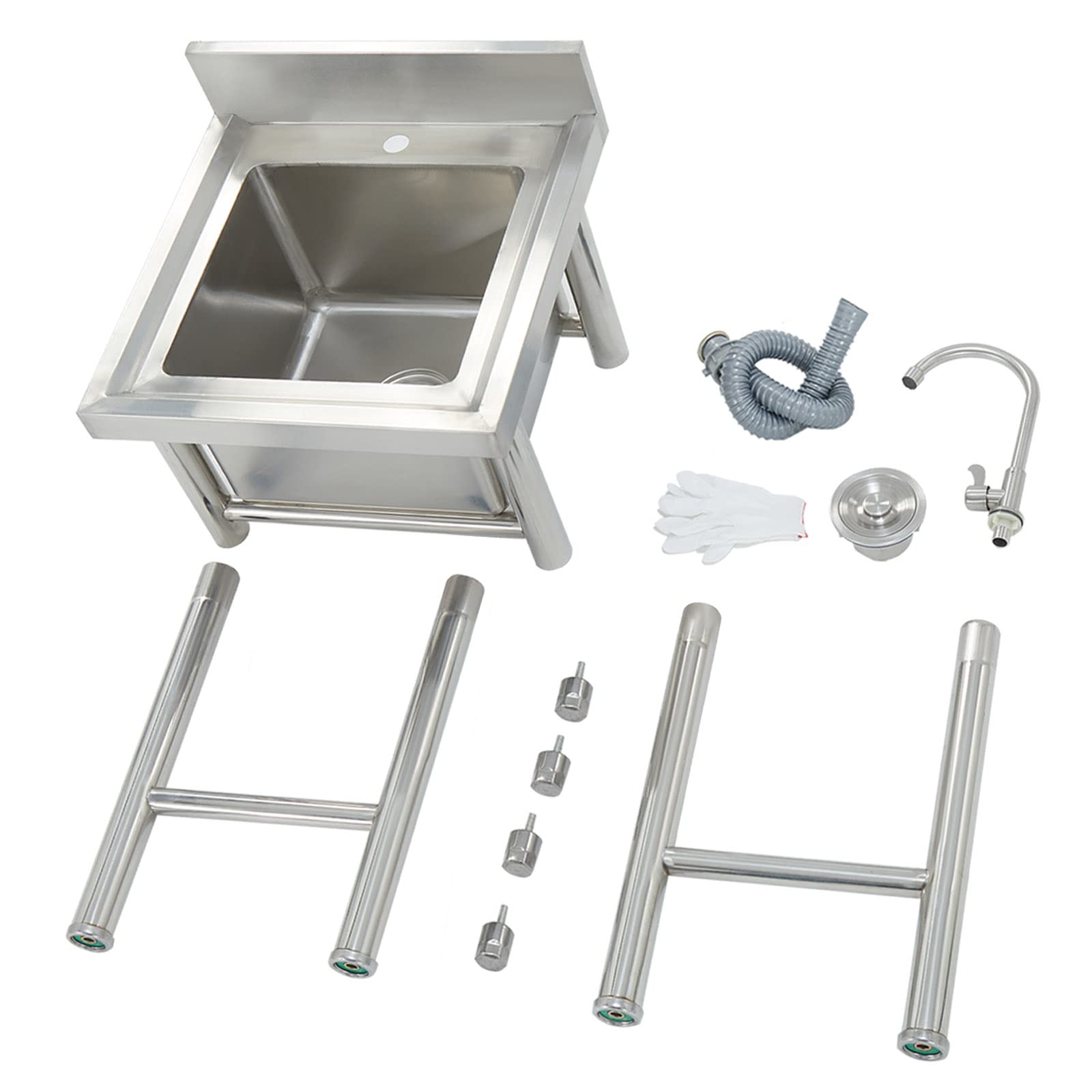 Fregadero comercial para restaurante, fregadero utilitario de Acero inoxidable 304, independiente, para cocina, lavandería, Interior o Exterior, lavabo Individual con colador.