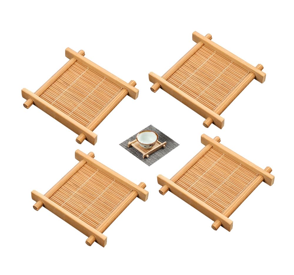 Bamboo Coasters Set of 4 – Anti-Slip Tea Holders