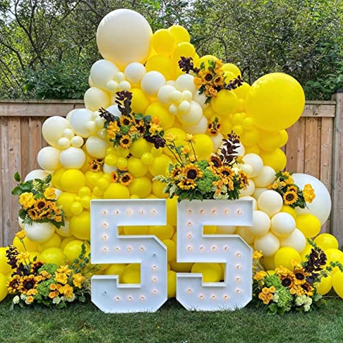 Image of Voircoloria 130pcs Yellow Balloons Different Sizes 18 inch 12 inch 10 inch 5 inch Party Latex Balloons for Boys Girls Birthday Baby Shower Gender Reveal Wedding Sunflower Party Decorations
