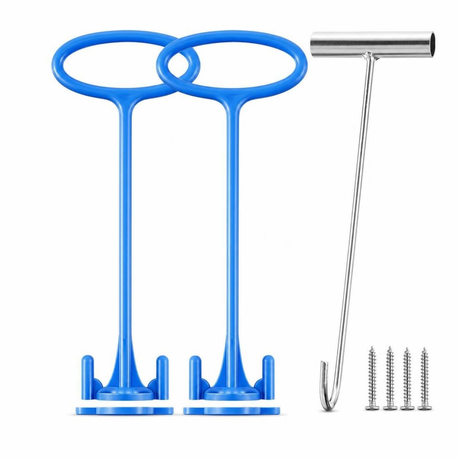 2 pieces replacement pool skimmer basket handle compatible skimmer basket handle with hook weighted easy to install for in-ground pools, 1 set