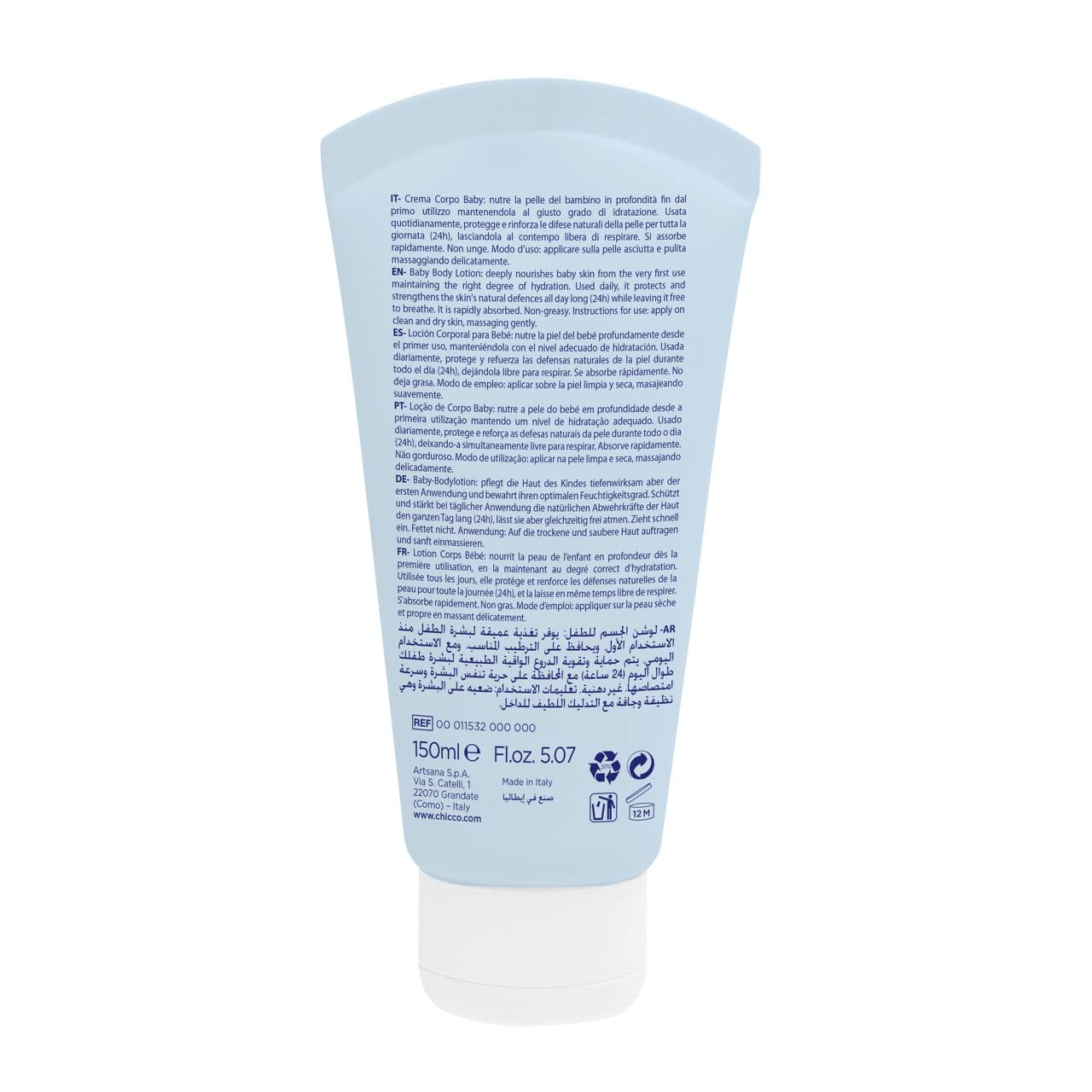 Chicco Set Cosmética Natural Sensation, Incluye Champú y Baño Sin Lágrimas 200 ml y Crema Hidratante Corporal 150 ml para Bebés, Idea de Regalo