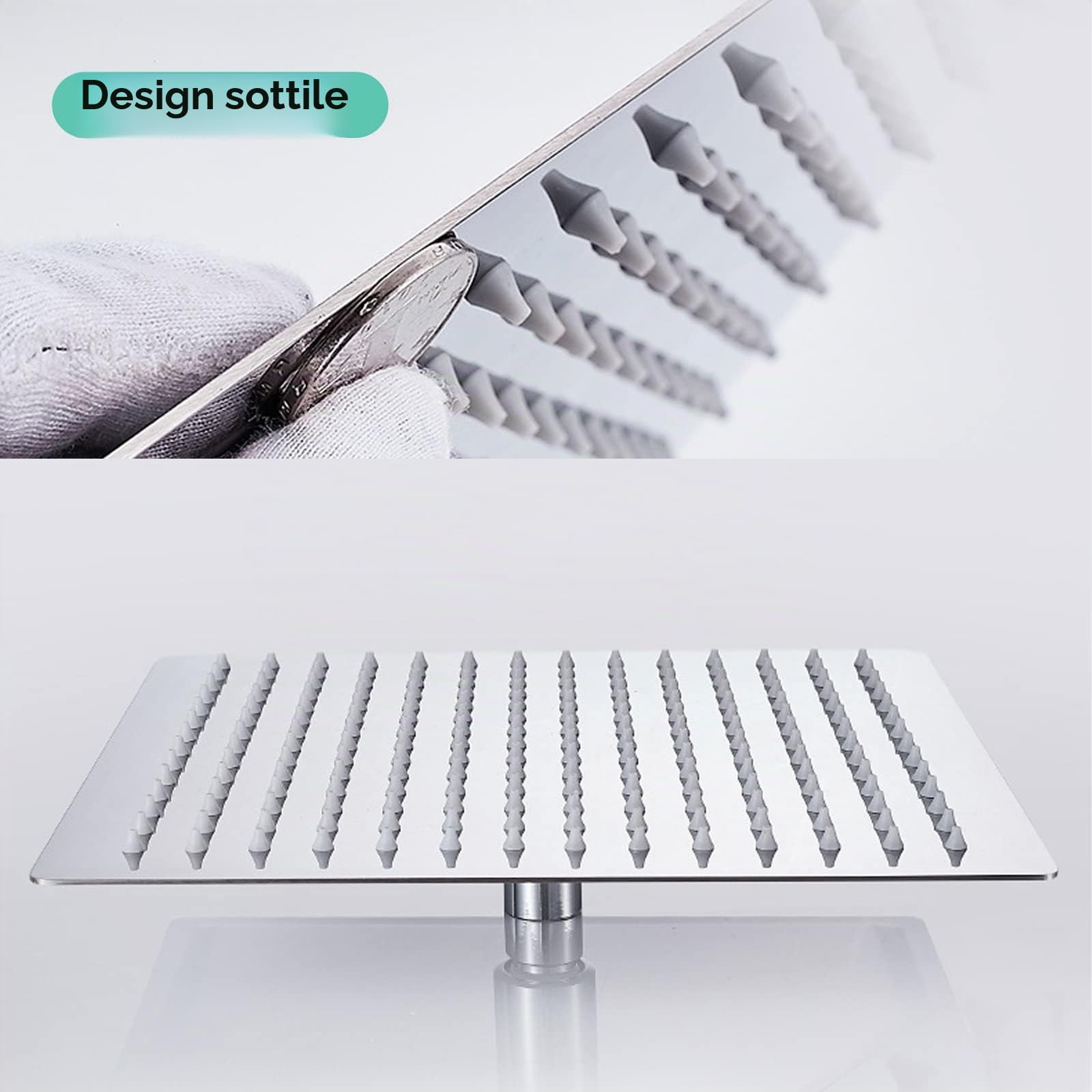 Soffione Doccia a Pioggia 30cm Quadrato Doccia Fisso in Acciaio inox 304 Silicone Anti-Blocco Soffione Doccia Doccia da Bagno Ultra Sottile Facile da Pulire e Installare