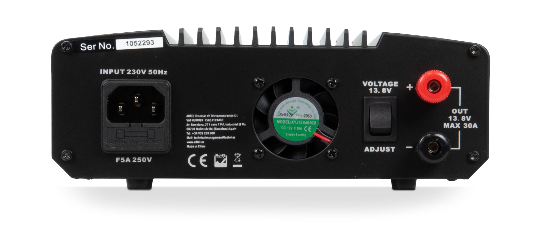 SPS 2530D SADELTA Fuente Alimentación Conmutada 25 amp con Display, Voltaje Regulable 9 a 15 voltios.