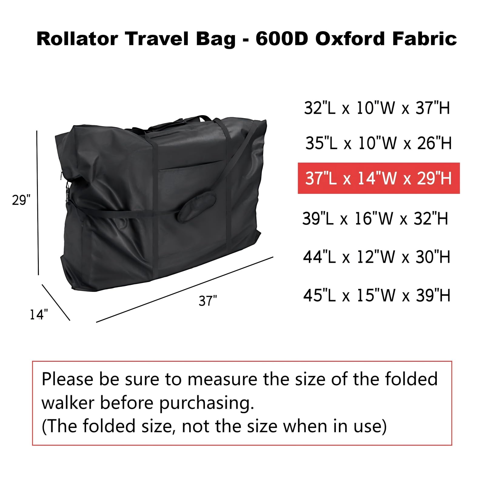 37 Inch Rollator Walker Travel Bag with 2 Medical Luggage Tag — Amazon image 2