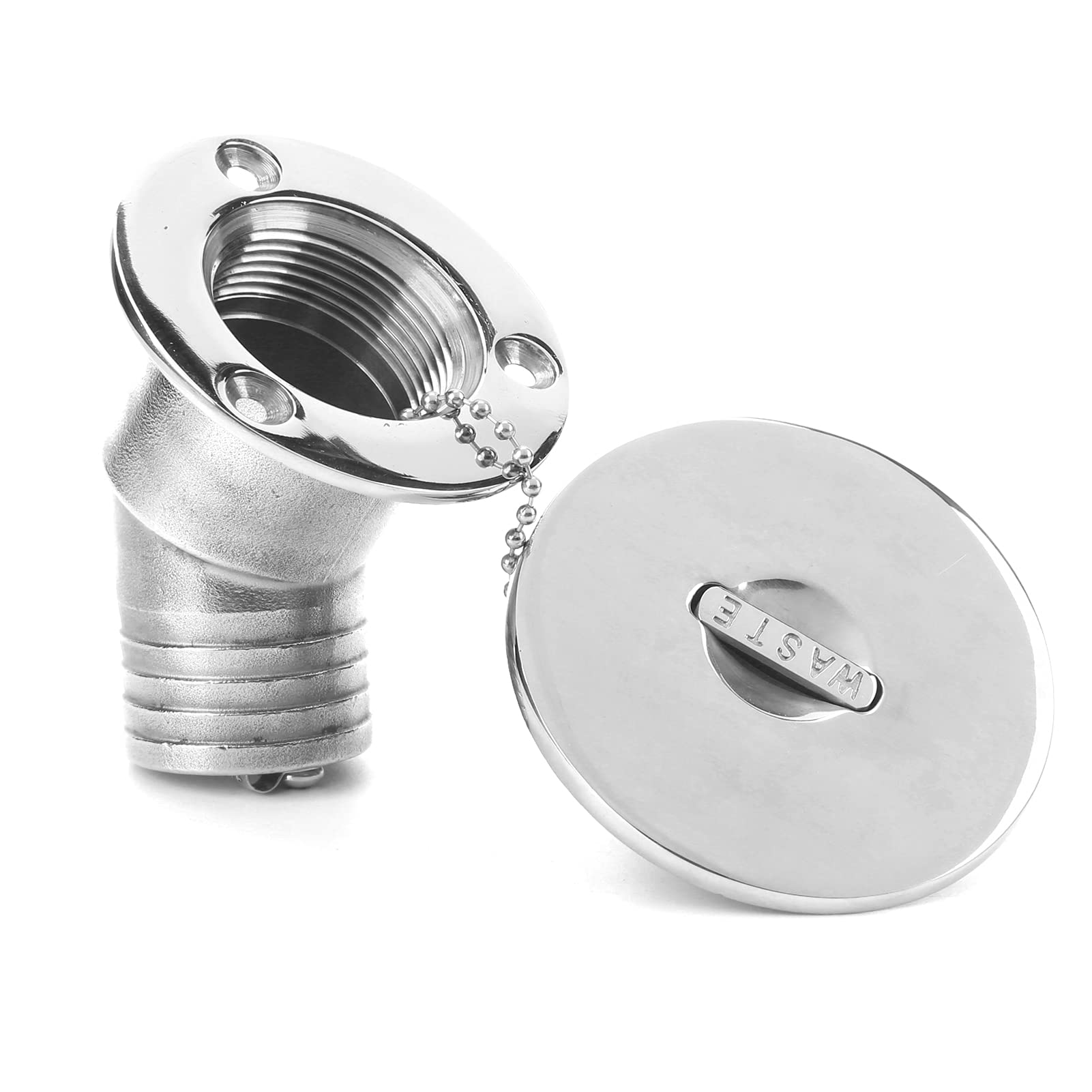 Tappo per Bocchettone di Carico per Barche 38mm, Acciaio | Porta di iniezione del carburante per acqua marina, catena fissa, per motoscafo RV per barca da pesca