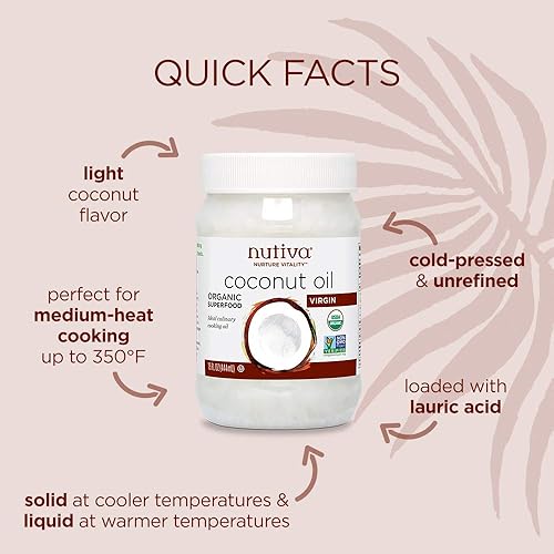 Miniatura 4 de Nutiva Aceites de coco orgánicos vírgenes y refinados al vapor | prensado en frío, sin refinar, orgánico USDA