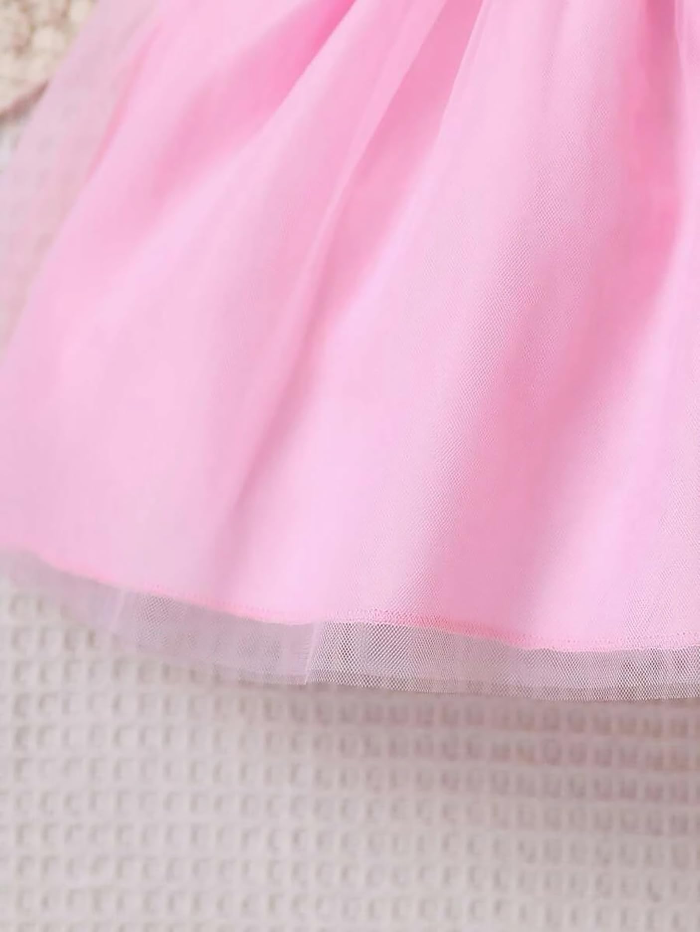 PAMBERSTON Baby Girl's Kitty Cat Tutu Dress with Bow, White and Pink, Flutter Sleeve 2