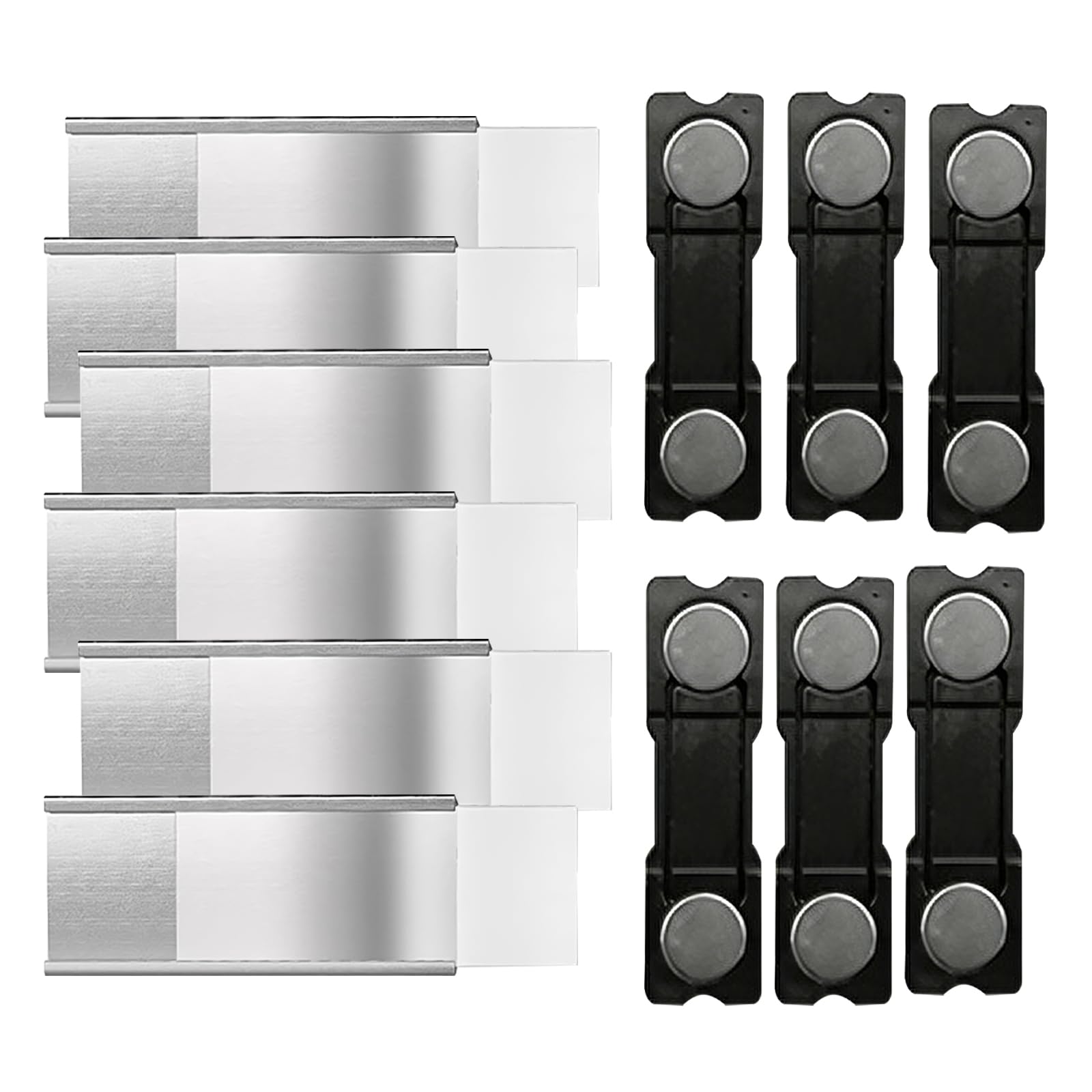 Badge Personalizzato Targhette Magnetiche per Abiti con Spilla Alluminio Doppio Magnete Potente 6 Pezzi Argento