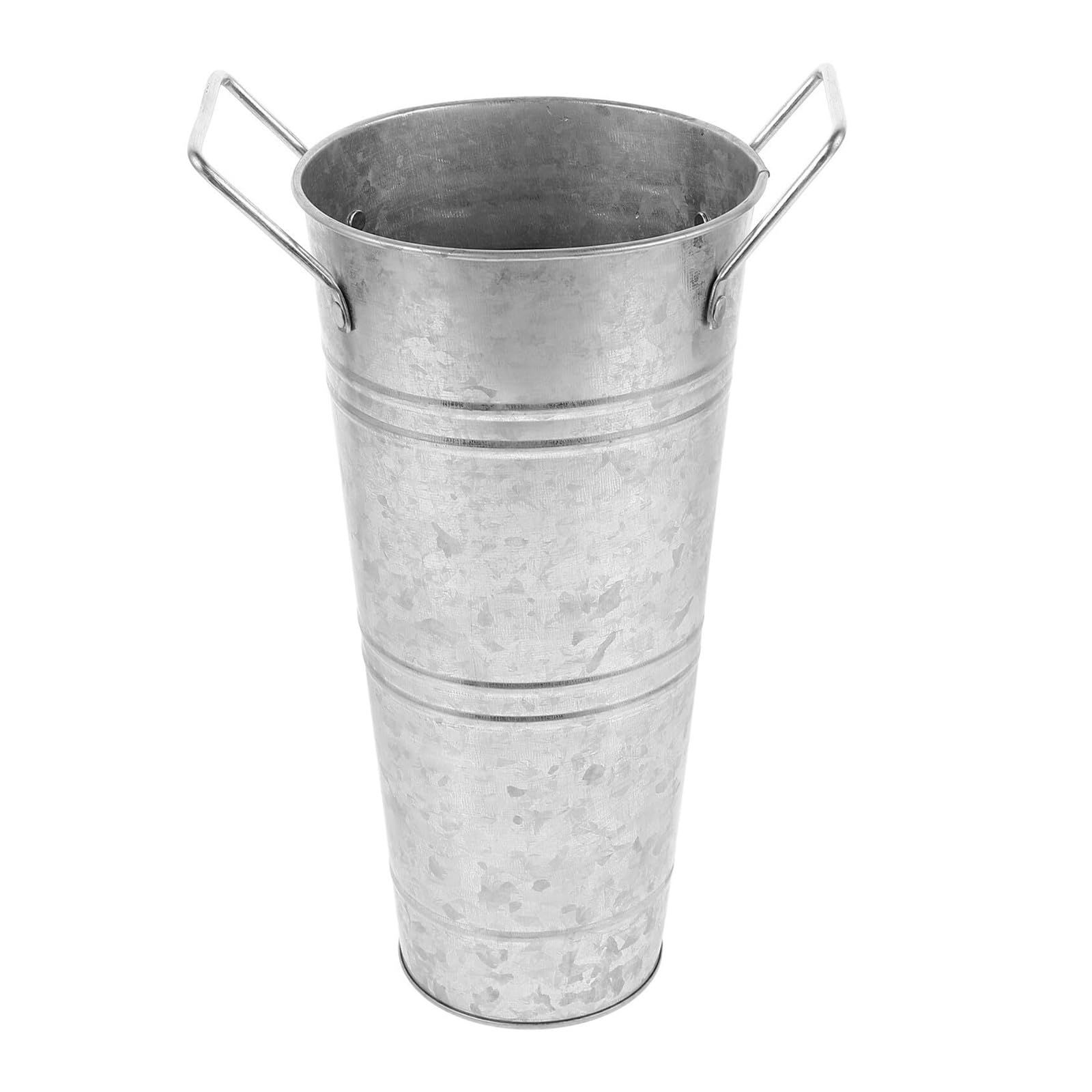 Vintage Iron Flower Bucket Vase Retro Decorative Silver Display Container For Home Décor Housewarming Gift