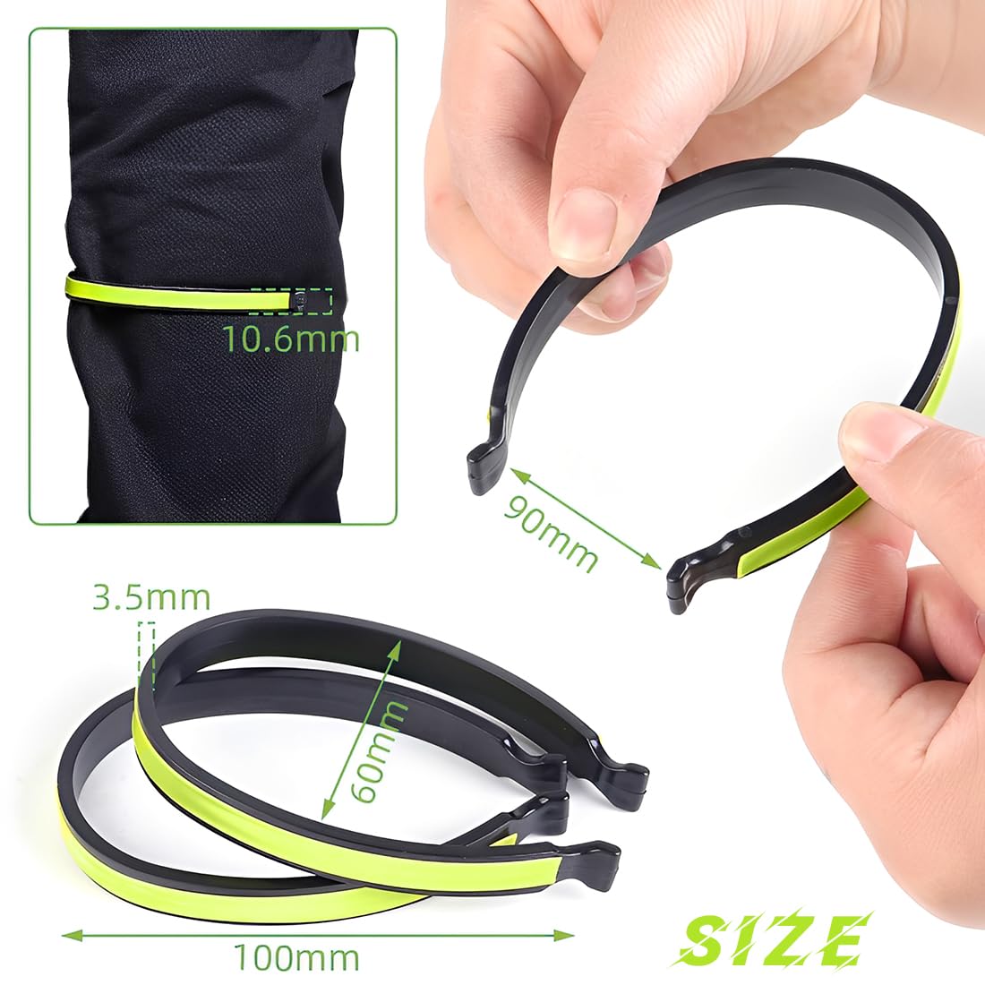 Bretelle Catarifrangenti per Bicicletta, Fermagli Pantaloni Riflettenti Universali in ABS