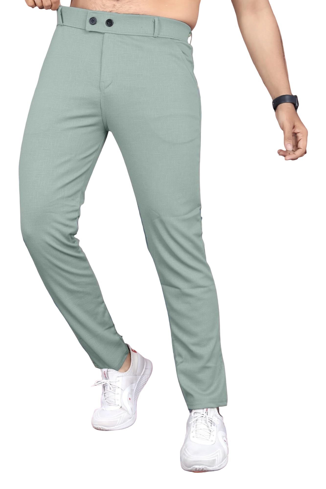 gibbonte Men Slim Fit Mid-Rise Trousers | Textured Formal Bottoms with Button | Perfect for Business or Events (Pack of 1)-picture-10