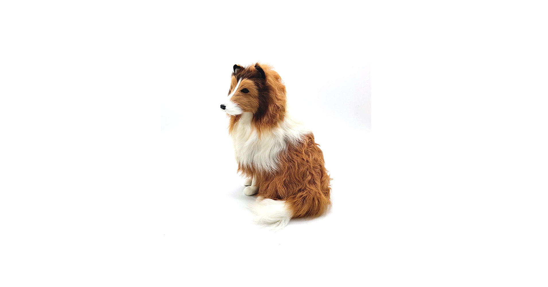 Amazon.co.jp: リアルなぬいぐるみ茶色の白い犬、ぬいぐるみの