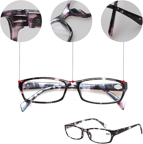 Miniatura 3 de Kerecsen Gafas de lectura, 5 pares de anteojos de lectura para mujer, bisagra de resorte con patrón impreso, anteojos para mujer