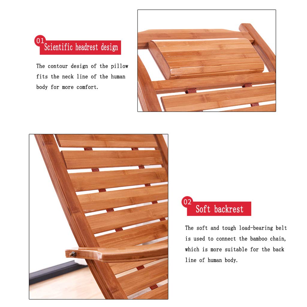 N / A Silla Gravedad Cero Silla Plegable, con Reposabrazos Curvos y Taburete de Masaje Sillón, Silla Vaga de Bambú, para Acampar En La Terraza del Jardín Mecedora (Color:estilo2)