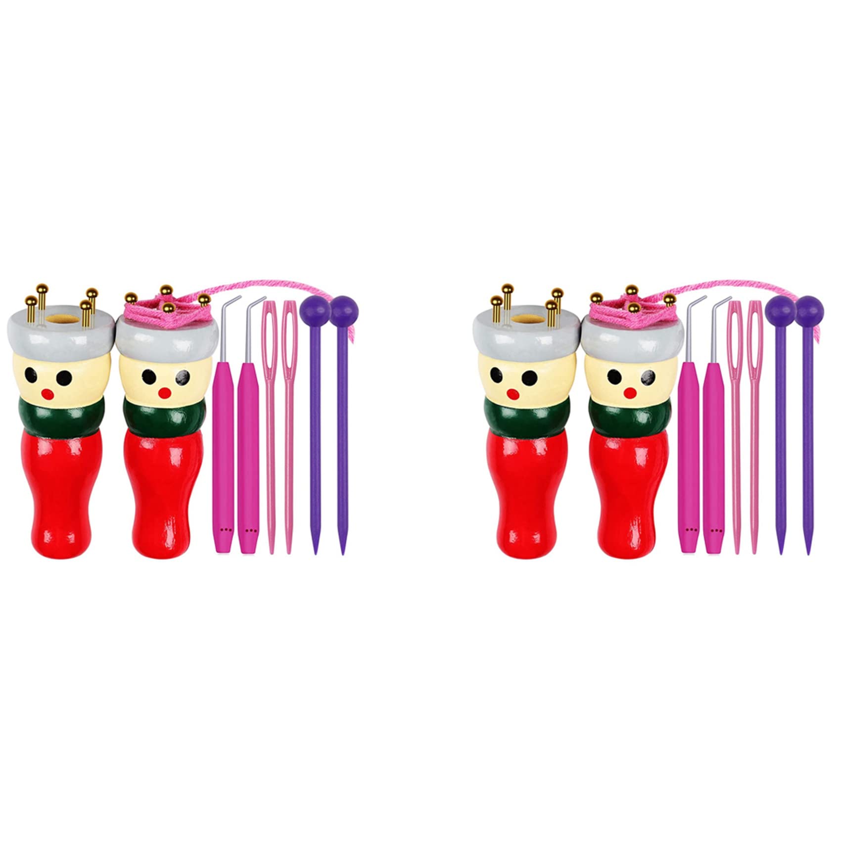 Tsolay French Knitter Tool 4 Pack, Wooden Knitting Set Spool Knitting Doll Knitting Loom Toy For Making Bracelets, Etc