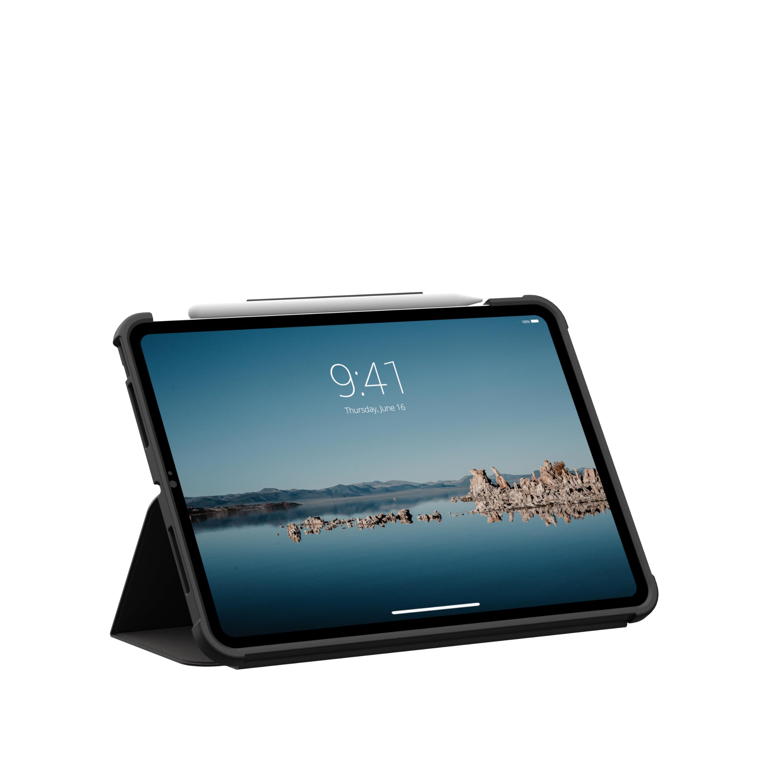 URBAN ARMOR GEAR Progettata per iPad Pro 11 (5a generazione, 2024, M4), robusta custodia protettiva a portafoglio con supporto regolabile multi-angolo e portamatite Plyo LT ghiaccio/nero