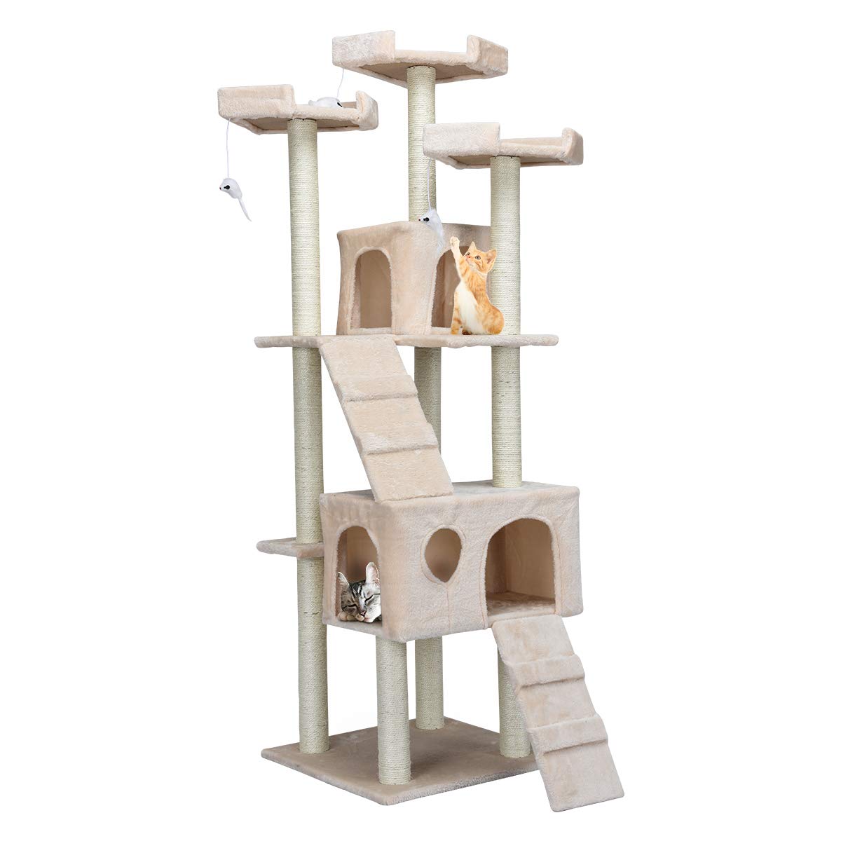 Tangkula Large Cat Tree Multi Level Condo With Sisal Covered