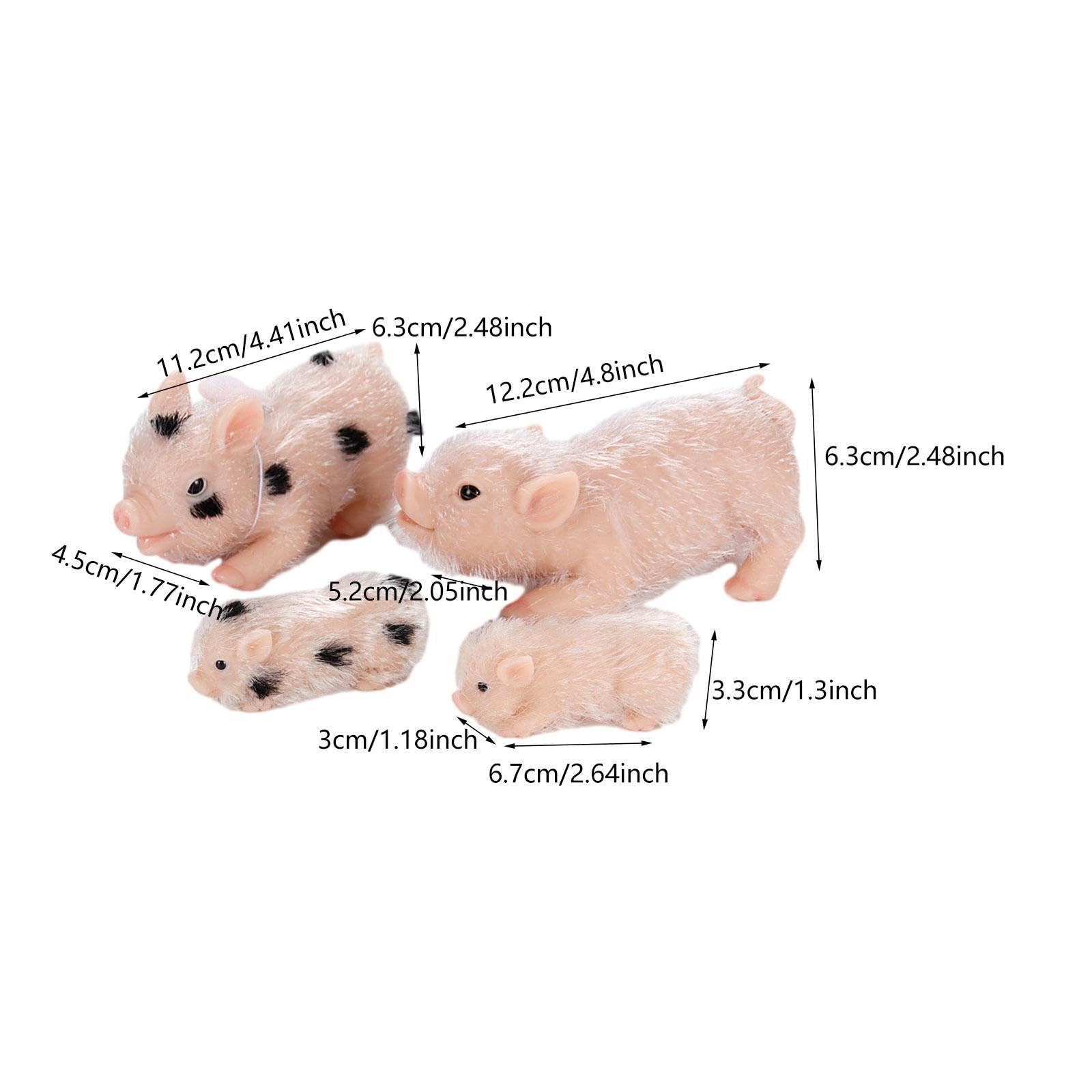 Juego de Juguetes de Cerdo de Silicona para Granja, Accesorios Fotográficos únicos, Muñeco de Cerdo, Muñeco de Cerdito Bebé para Niño, 4 Piezas