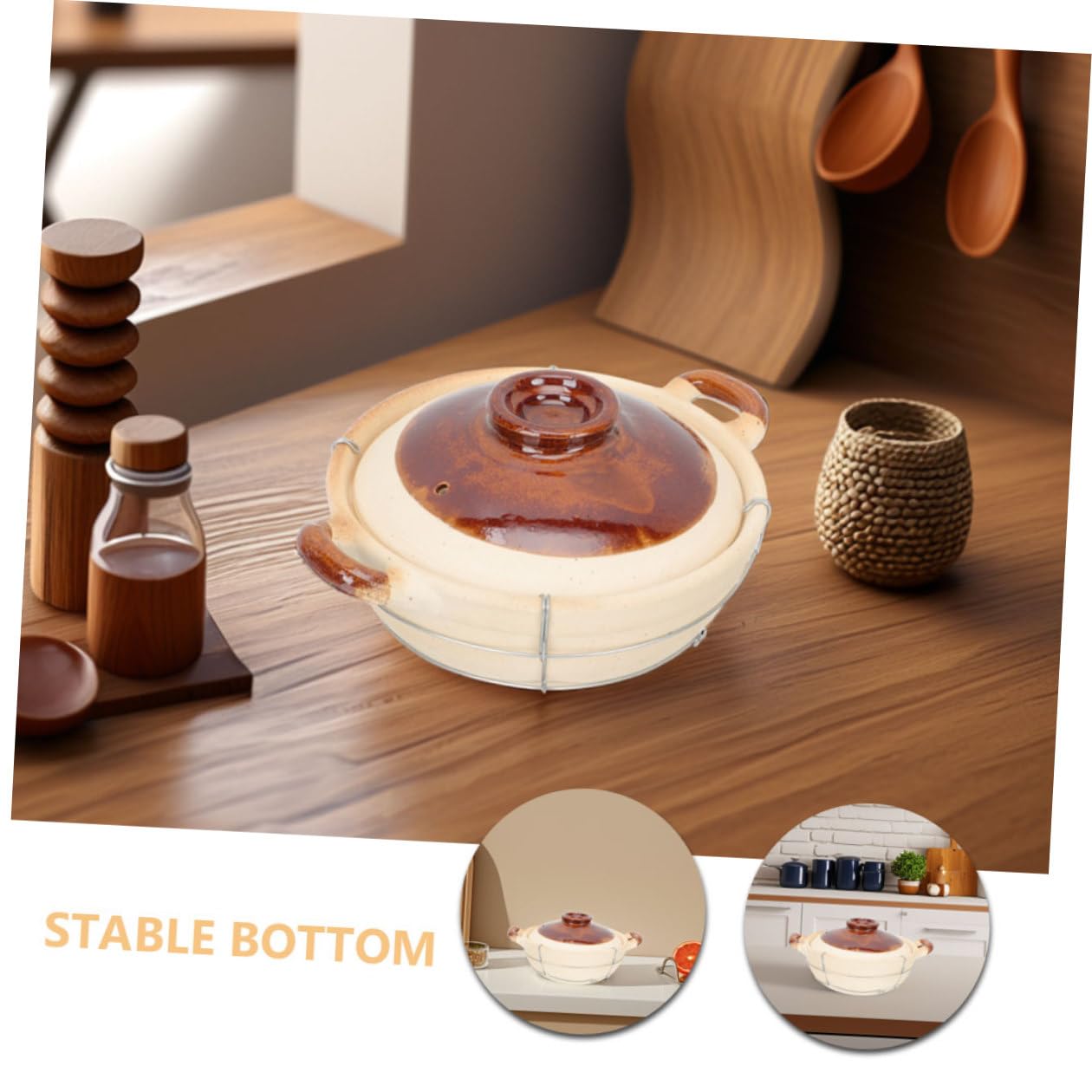 Artibetter Cazuela De Barro Con Mango Ergonómico 0,5l Blanca Porción Ollas Calientes Japonesas Utensilios Cocina Barro Para Arroz y Guisos Hogar Juego 2 Piezas