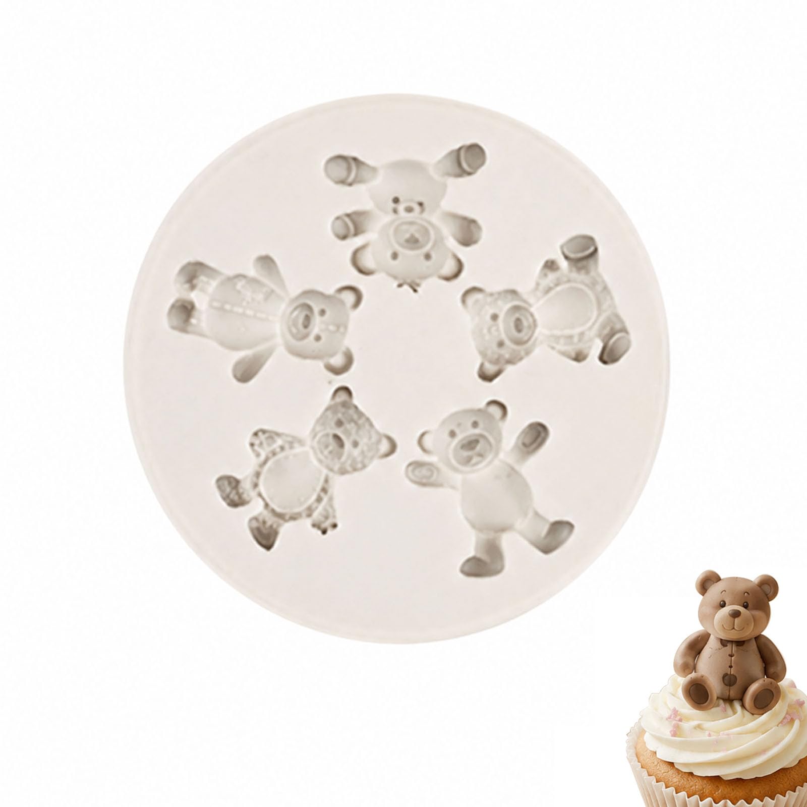 Mistillion Cute Bear Silicone Fondant Mould, Food Grade Non-Stick Chocolate Baking Mould for Cake Decorating, Cupcake Topper, Candy, Gum Paste & Polymer Clay