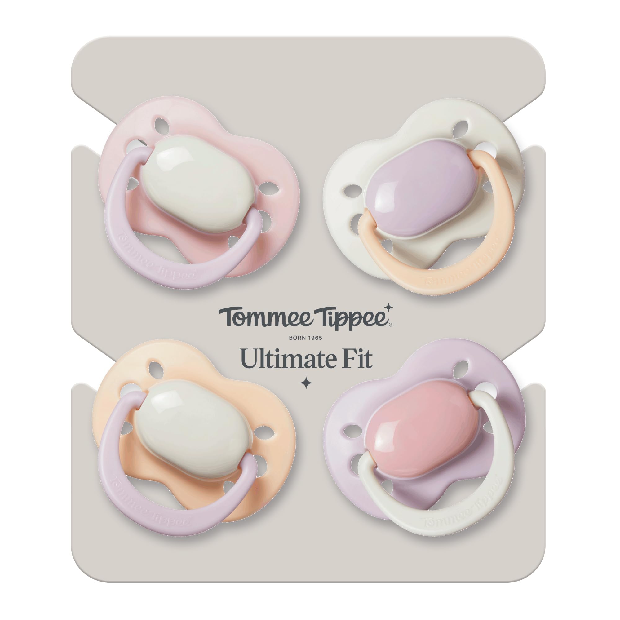 Tommee Tippee Ultimate Fit Soother, 0-6 Months, 4 Pack, Colour Blocked, Orthodontic Dummy for Babies Extra Air Holes - Image 2