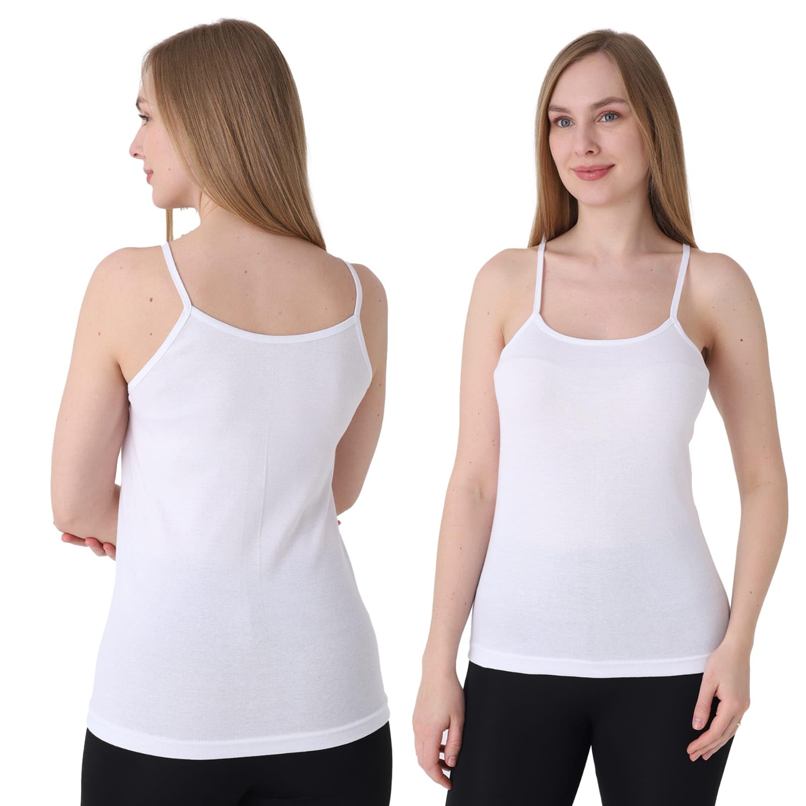 UNDERA - Pack de 3 camisetas interiores para mujer, 100% algodón, tirantes delgados, suave, transpirable, para uso diario, ocio y ropa interior