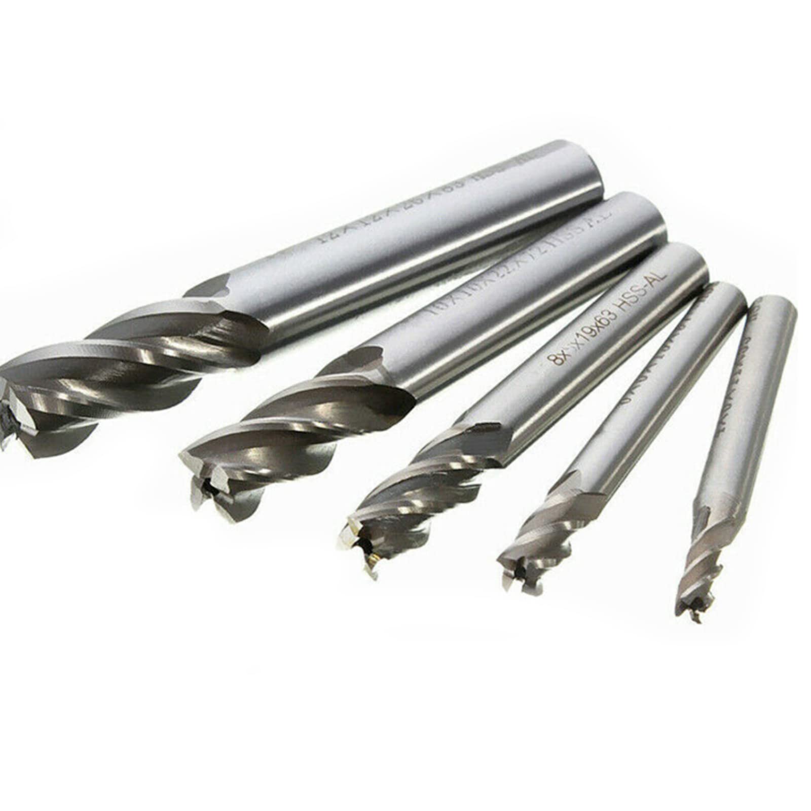 5PCS End Mill Cutter HSS Straight Shank Drill Bit Straight 4 Flute Mill Bit