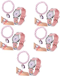 5 Conjuntos De Pulseiras De Relógio Infantil Pulseiras Para Crianças Relógios Para Meninas Pulseiras Para Relógio De Desenho Animado Relógio De Unicórnio Para Meninas Relógio