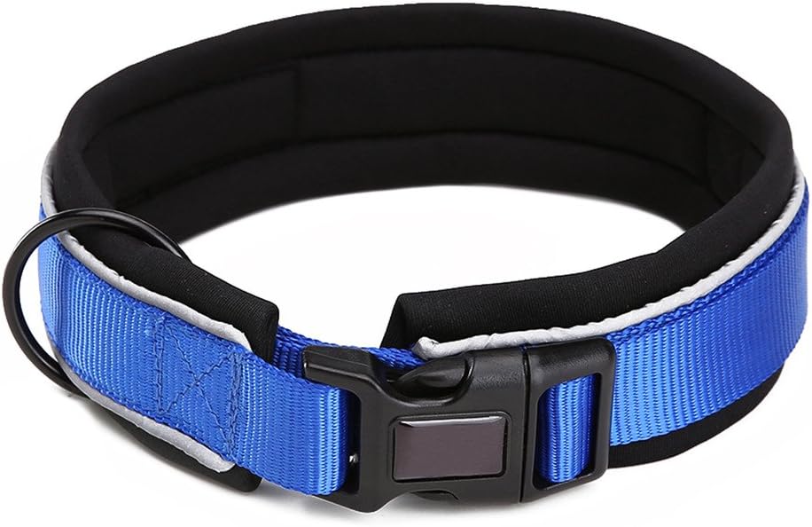 Neoprene Nylon Reflective Adjustable Dog Collar for Walking Running Hiking and Training