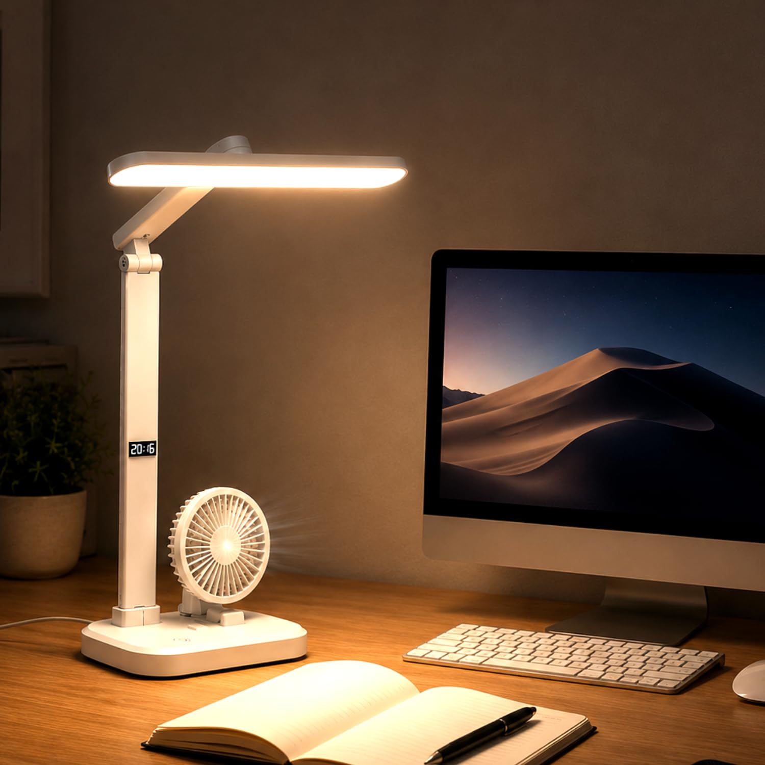 One94Store BreezeGlow Pro LED Table Lamp with Fan, White - Image 1