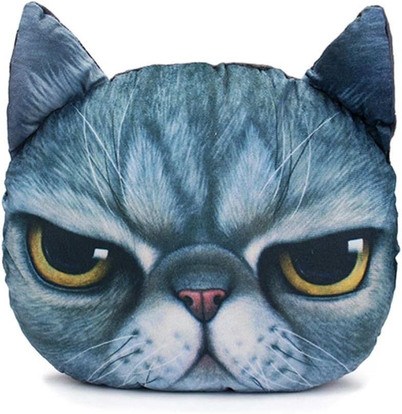 Plush Creative 3D Cat Throw Pillows Meow Star Sofa Bed Cushion 38x33cm. (Anger)