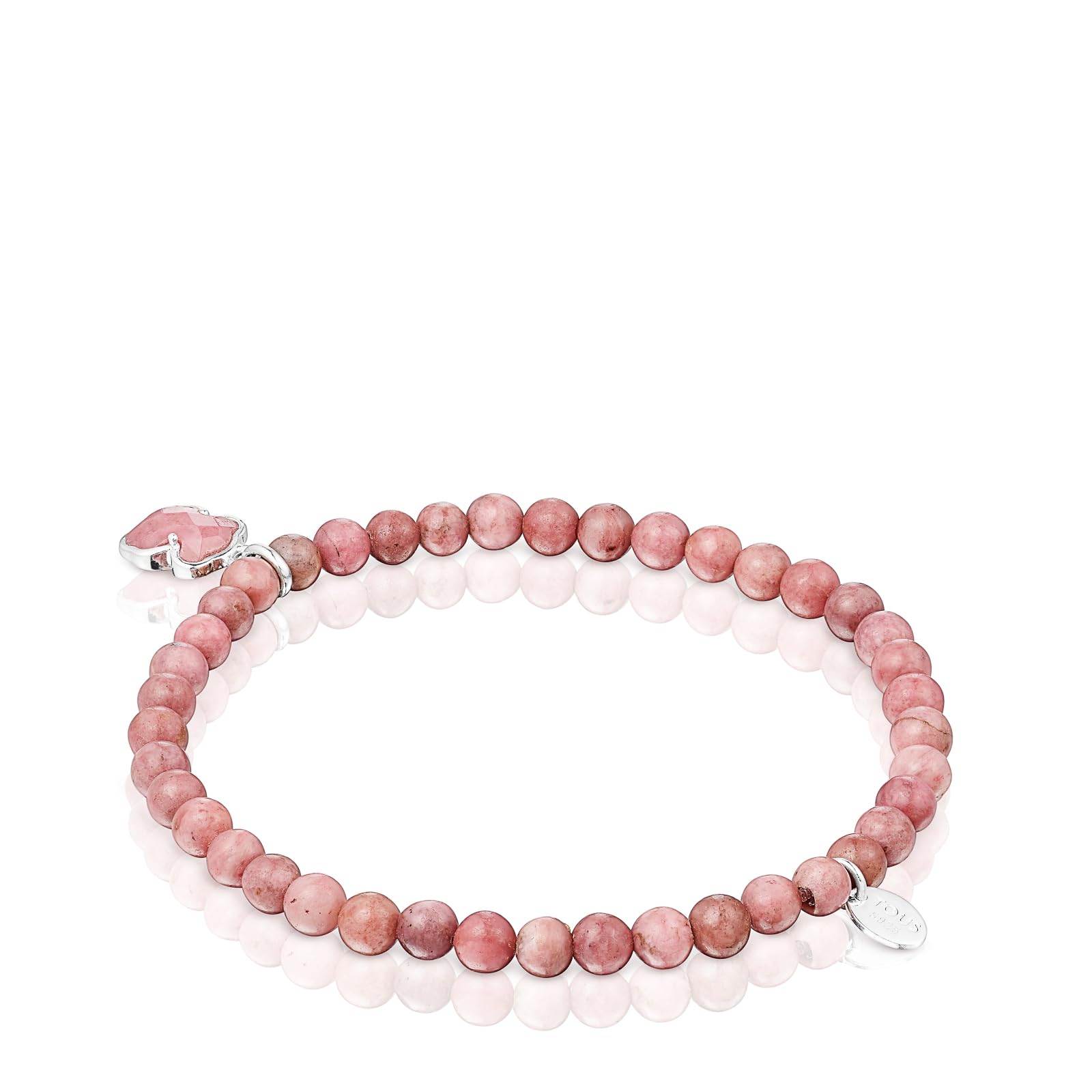 TOUS Pulsera para Mujer de Plata de Primera Ley y Rodonita, Colección Icon Color