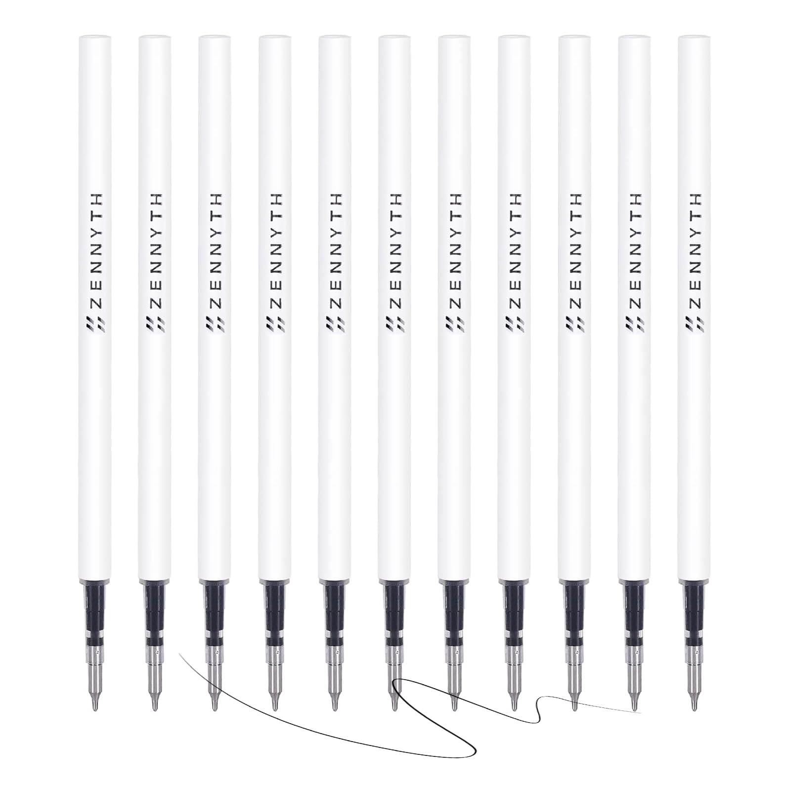 MengRan 4.3インチ ゲルインキペン リフィル 格納式クリックジェルペン用 0.5mmペン先 速乾インク Pilot G2対応 Pentel Energel(オリジナルゲルインクリフィル 10本-ブラックインク)