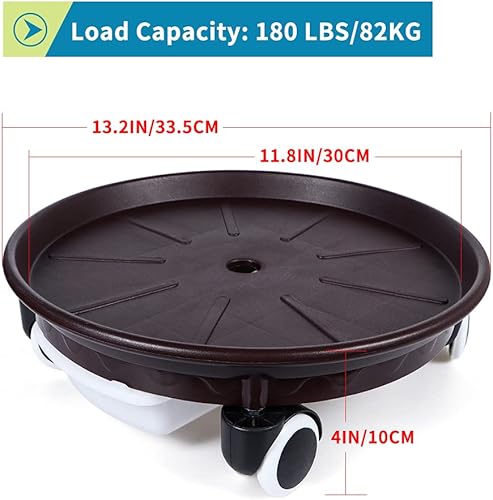 Miniatura 3 de Skelang Paquete de 2 bandejas para plantas de 13.3 pulgadas, paleta para plantas con cajón de agua, plataforma rodante para mover macetas, macetas,