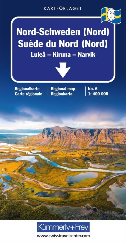 6 North-Sweden (North) Road Map: Lulea - Kiruna - Narvik (Regional maps - Sweden)