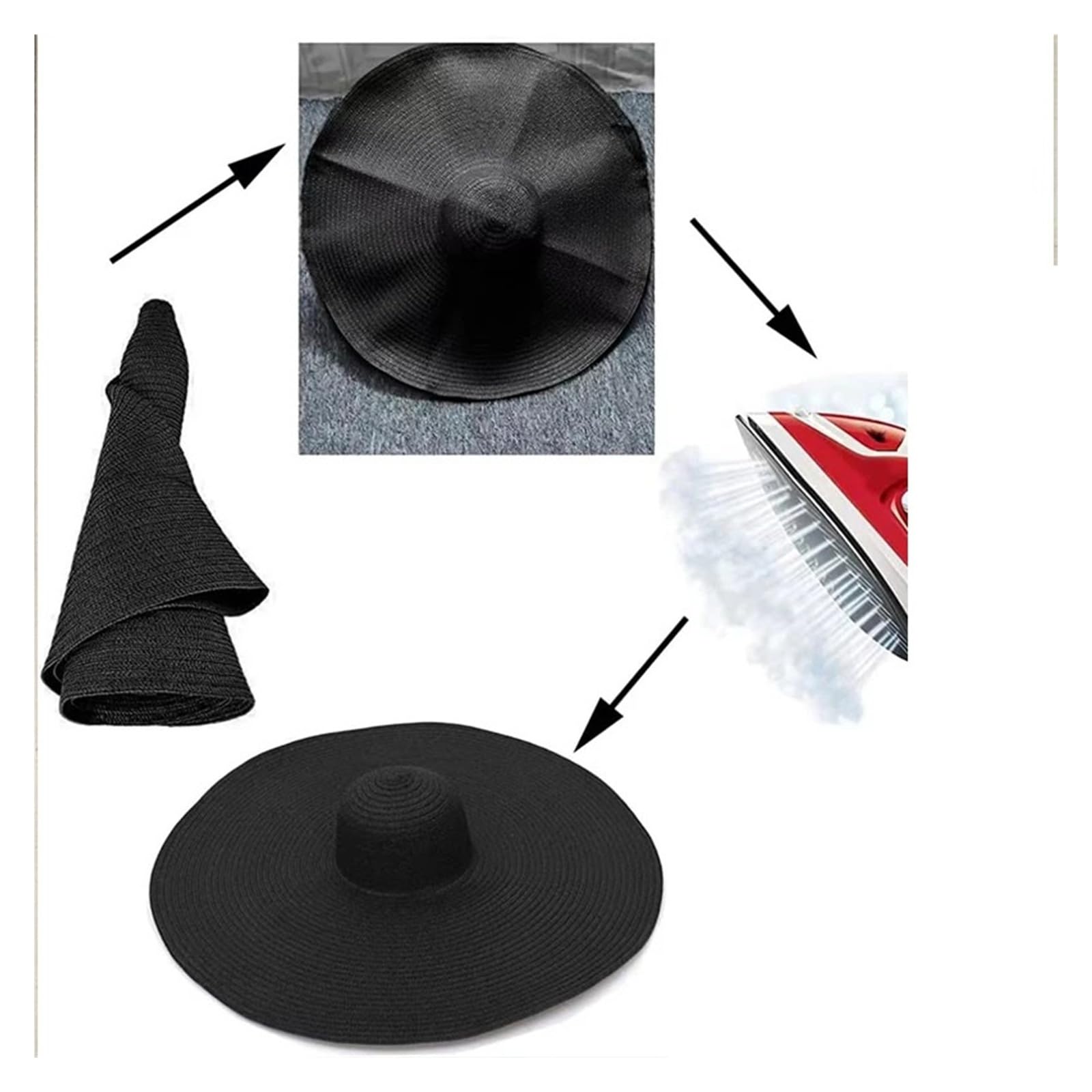 Cappello da sole a tesa larga oversize 70 cm viaggio grande in paglia spiaggia pieghevole estivo donna