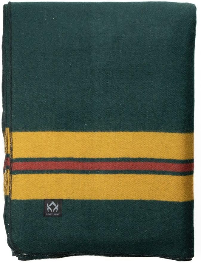 Arcturus Patterned Wool Blankets – 4.5lbs Warm, Heavy, Washable, Large | Great for Camping, Outdoors, Sporting Events, or Survival & Emergency Kits
