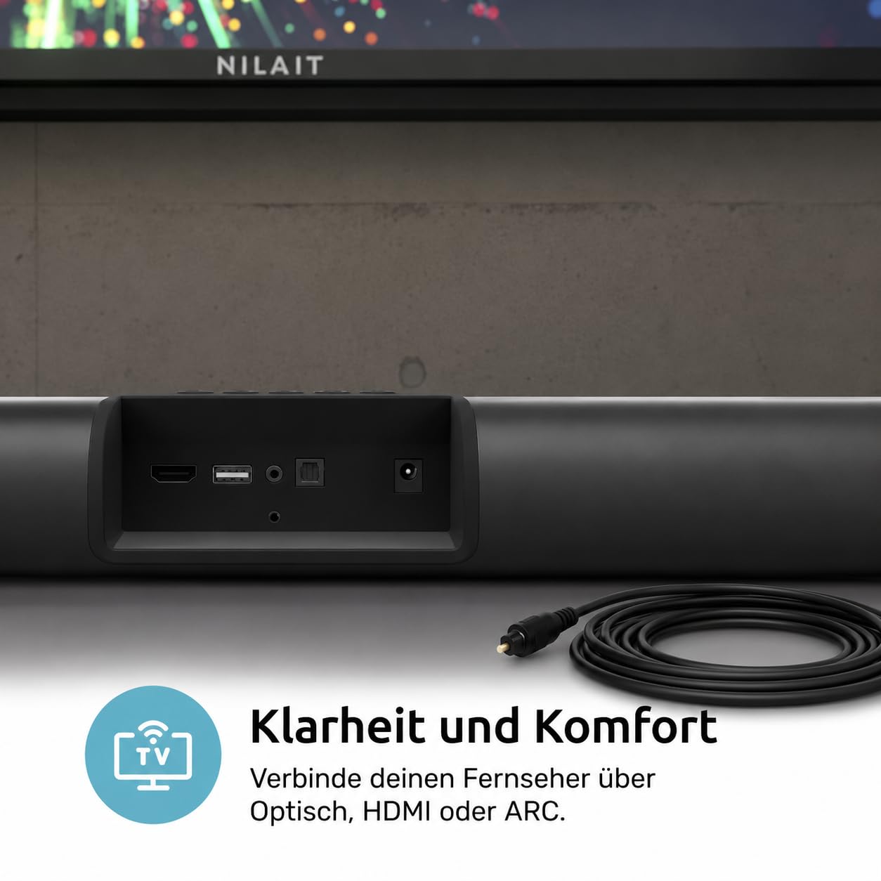 Nilait Harmony Soundbar per TV con Subwoofer, Bluetooth, HDMI ARC/eARC e Audio Surround per Home Cinema Harmony 120W