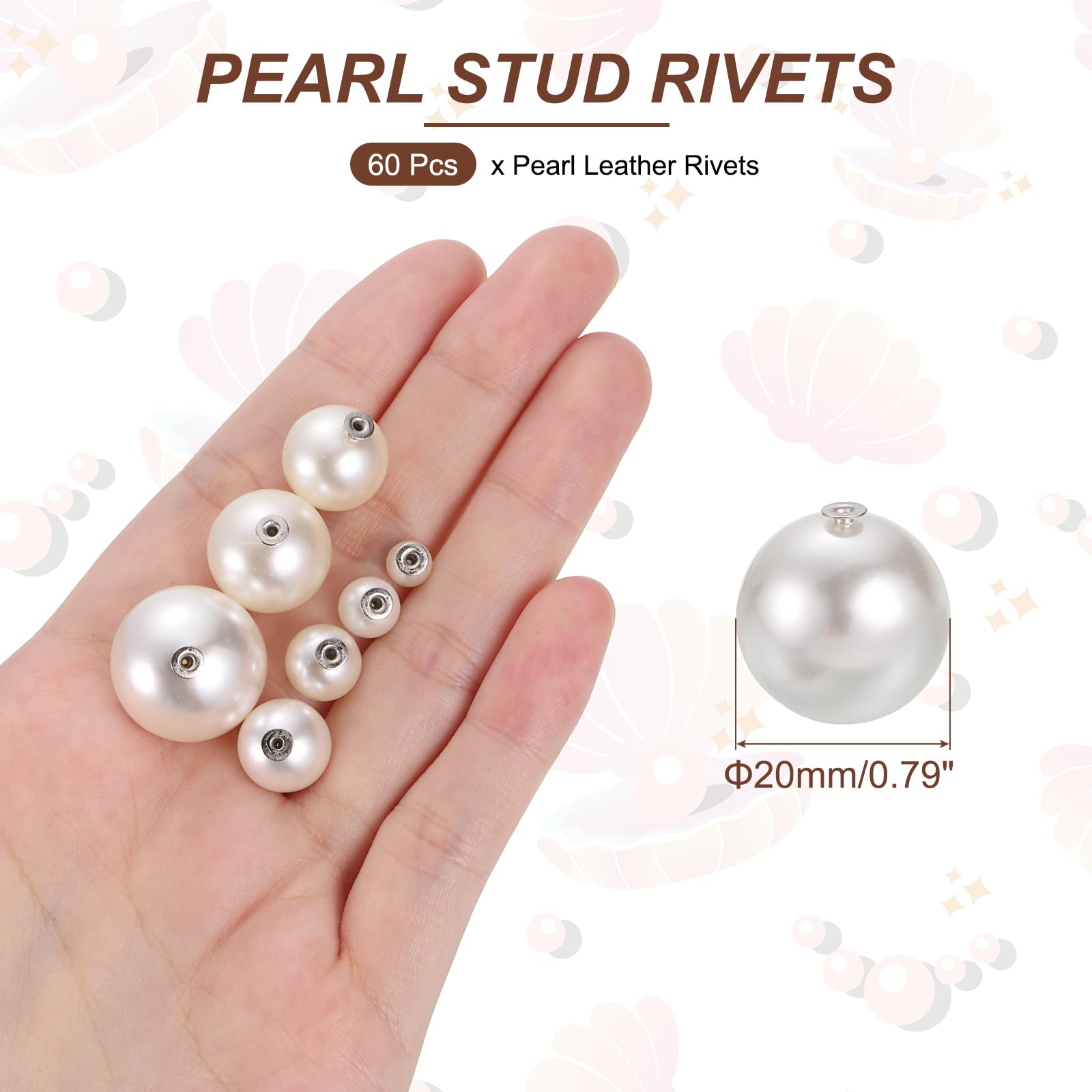PATIKIL 20mm Pearl Rivet Studs - Image 2