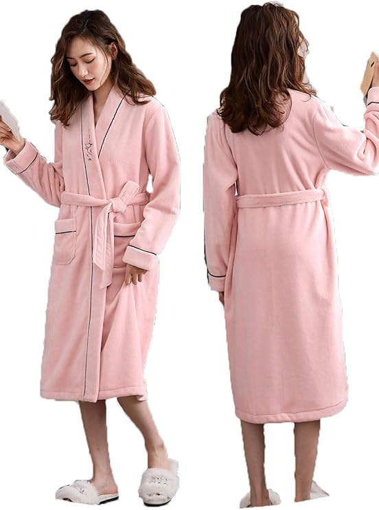 Comfy Fluffy Winter Warm Bathrobe,Women Winter Warm Super Soft Dressing