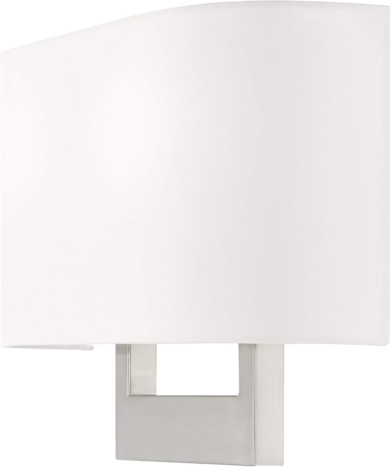 Brushed Nickel 2-Light Wall Sconce with Off-White Shade