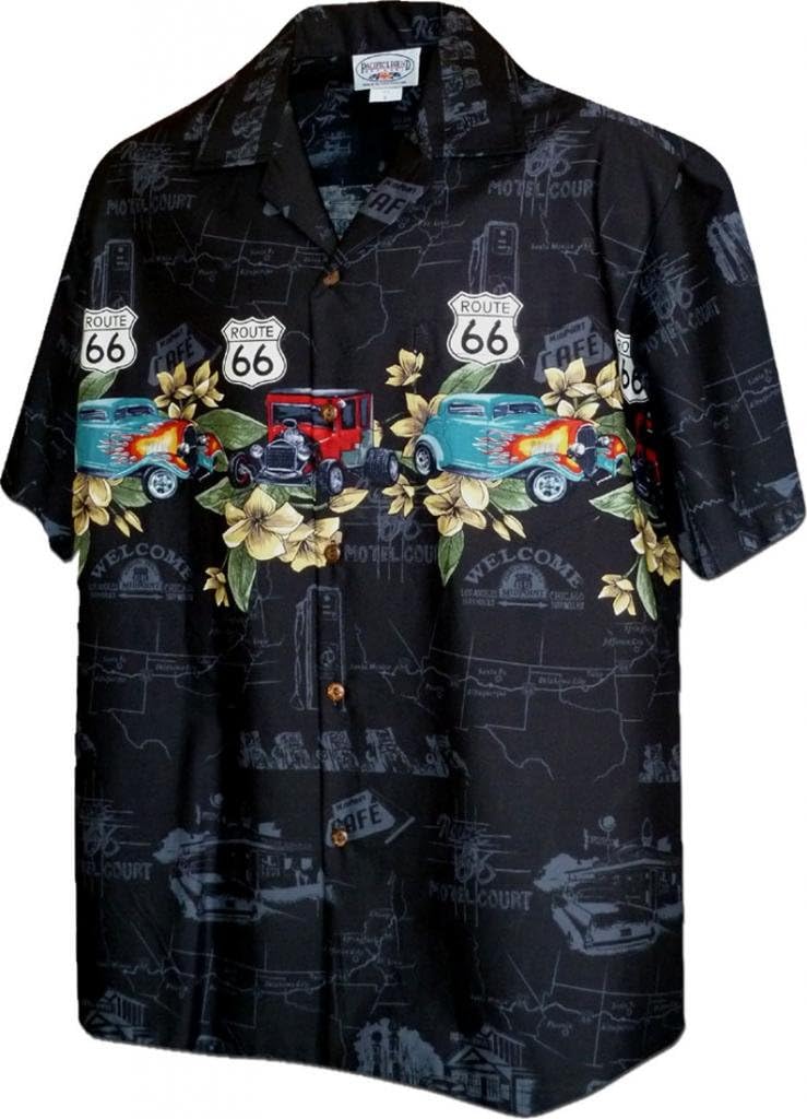 Historic Route 66 with Classic Cars Shirts Black 2XL 440-3804