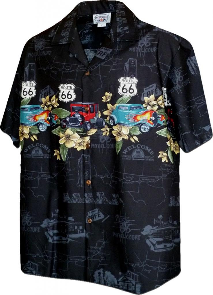 Historic Route 66 with Classic Cars Shirts Black L 440-3804