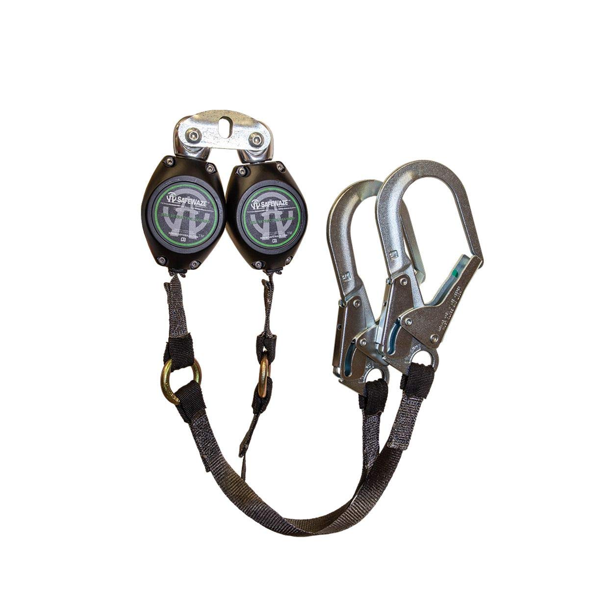 SafeWaze FS-FSP1409-W-DL-RBH Web Retractable Lifeline, Dual Leg, Lock Rebar Hooks, 9'