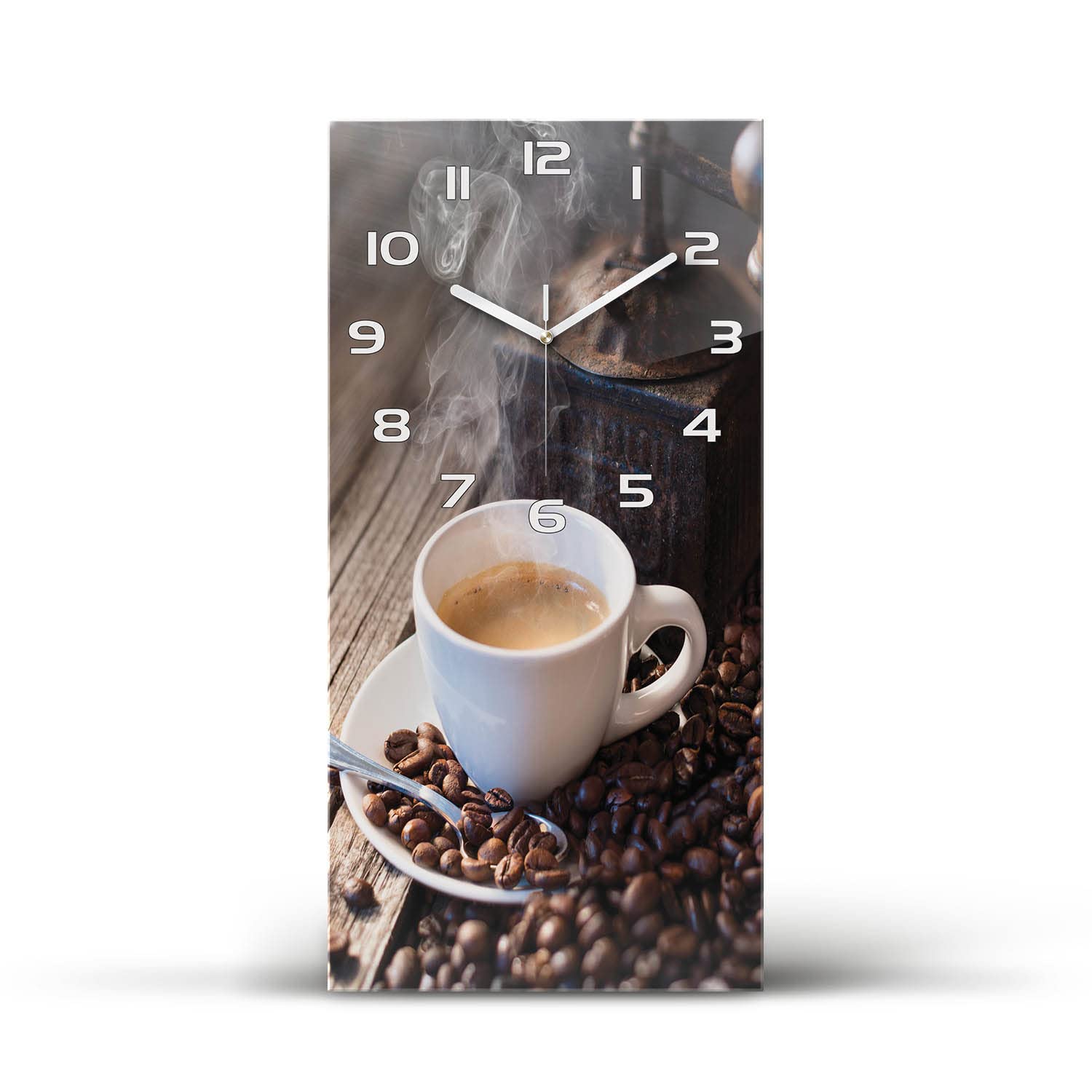 Tulup Orologio Da Parete In Vetro - 30x60cm - Decorativo Bianca - Una tazza di caffè
