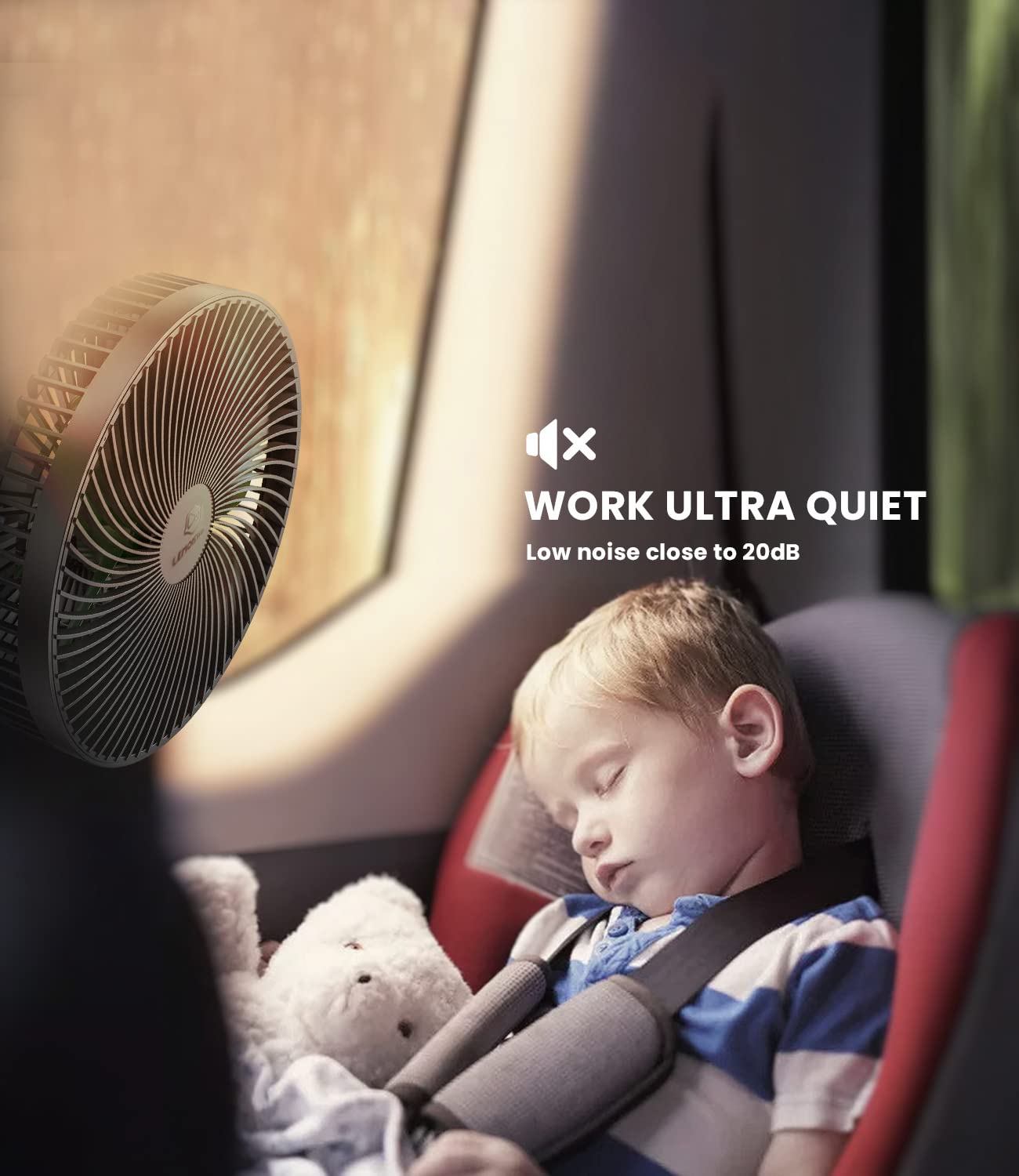 LEMOISTAR Ventilatore per auto da 12 V/24 V, ventola elettrica di grandi dimensioni da 8 pollici con gancio, controllo continuo della velocità, ventola di raffreddamento con accendisigari per veicoli,