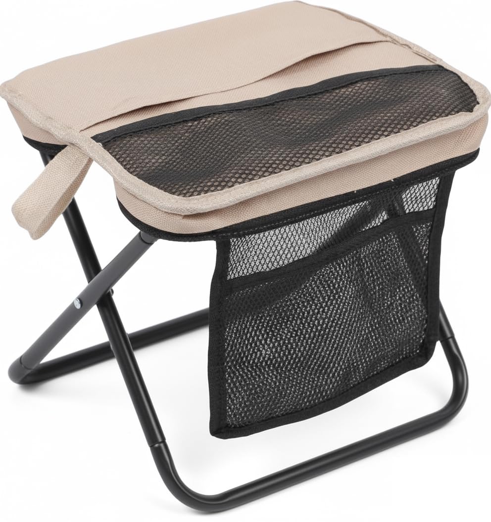 MENOVAS Foldable Camping Chair, Small Portable Folding Mini Stool, Lightweight Folding Fishing Stool, Portable Camping Chair for Garden, Beach, Hiking, Travel Picnic-image-24