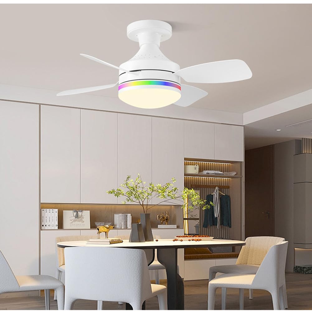 Piptyllite RGB Fan Light,Smart LED Fan Light with Remote Control,Ultra-Quiet Operation,Suitable for Game Rooms And Small Living Rooms