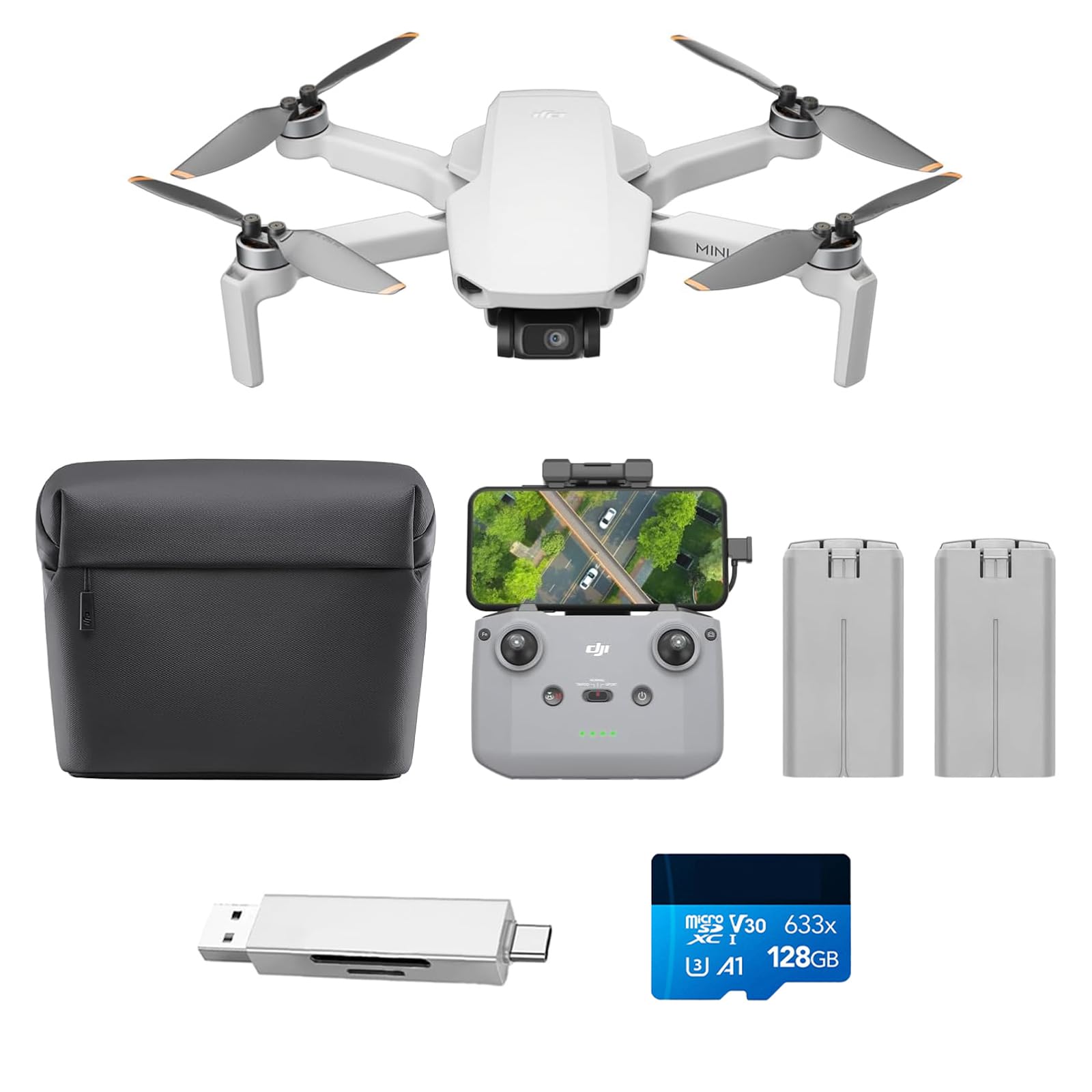 DJI Mini 4K Camera Drone Combo con Cámara UHD, Estabilización de Cardán de 3 Ejes, Transmisión de Video en Vivo de 10 km, 62 Min de Vuelo, <249 g, Incluye 2 Baterías, para Adultos