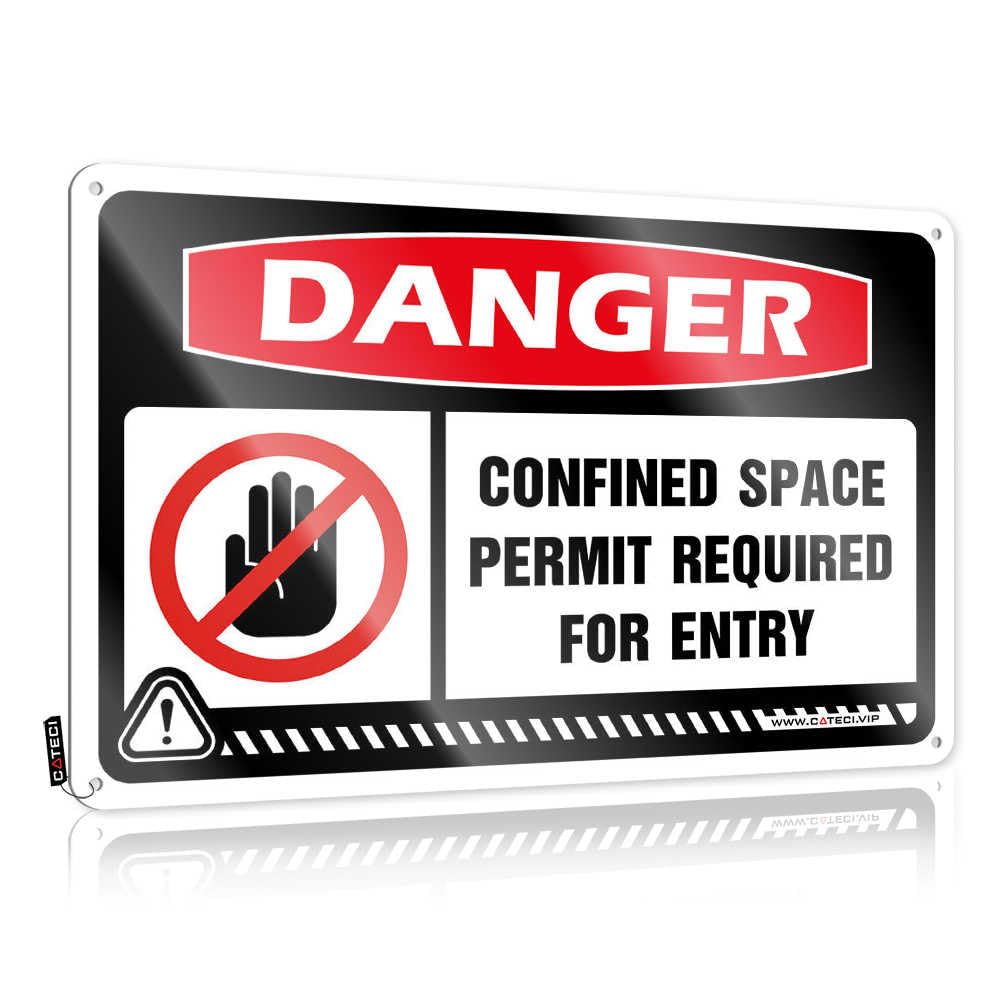 Fzfn Colour Cool Wall Decor Rv Tin Metal Sign - Danger Confined Space Permit Required For Entry Haves Rustic Wall Hanging(20X30cm)